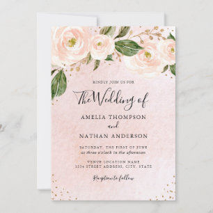 Invitation Mariage floral rose vif