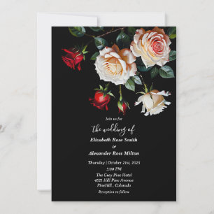 Invitation Mariage floral roses rouges roses blanches jolies 