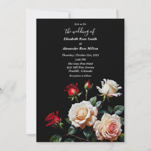Invitation Mariage floral roses rouges roses blanches jolies 