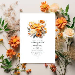 Invitation Mariage floral rouille