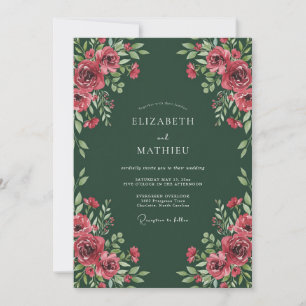 Invitation Mariage floral royal vert forêt