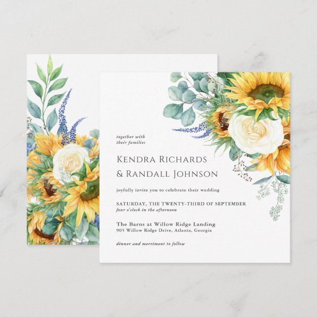 Invitation Mariage floral rustique Boho (Devant / Derrière)