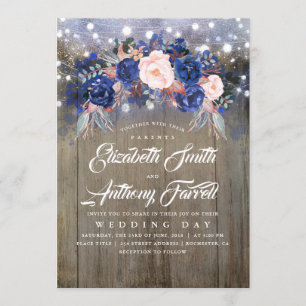 Invitation Mariage Floral Rustique de la marine
