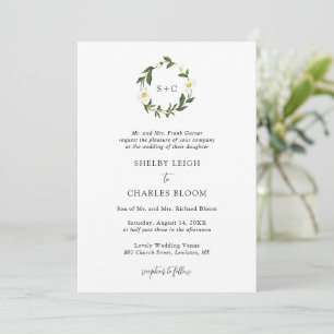Invitation Mariage floral rustique de marguerite blanche