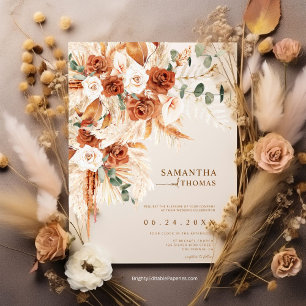 Invitation Mariage floral rustique élégant moderne