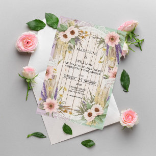 Invitation Mariage Floral Rustique Jardin Vintage