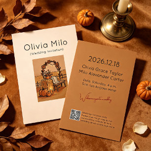 Invitation Mariage floral rustique neutre vintage