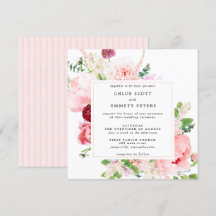 Invitation Mariage floral Rustique rose Peony