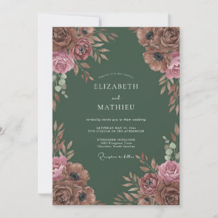 Invitation Mariage Floral Rustique Terracotta