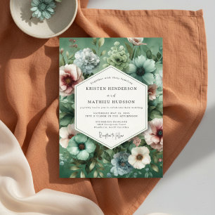 Invitation Mariage Floral Sage Nostalgie