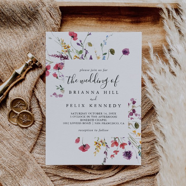 Invitation Mariage Floral Sauvage Classique De (Créateur téléchargé)
