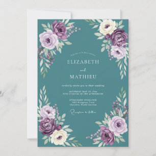 Invitation Mariage Floral Sérénité Prune