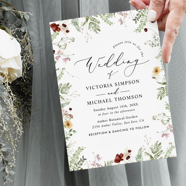 Invitation Mariage floral simple aquarelle (Créateur téléchargé)