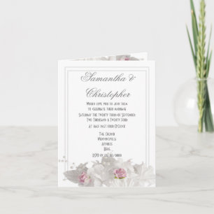 Invitation Mariage floral simple blanc uni
