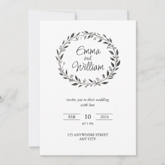 Invitation Mariage floral simple élégant