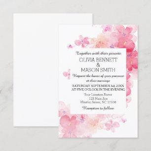 Invitation Mariage floral simple rouge et rose