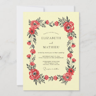 Invitation Mariage Floral Statuaire Écarlate