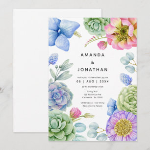 Invitation Mariage floral succulent tendance