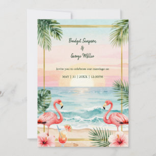 Invitation Mariage floral sur la plage au coucher du soleil t