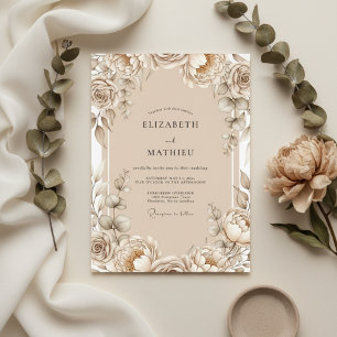 Invitation Mariage Floral Tan à l'Aquarelle