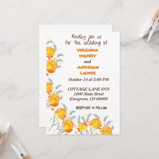 Invitation Mariage Floral Terracotta (Devant/Arrière en situation)
