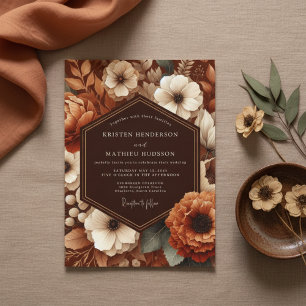 Invitation Mariage Floral Terre de Sienne
