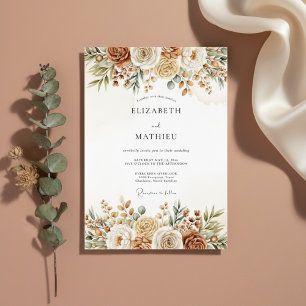 Invitation Mariage Floral Terreux Ocre