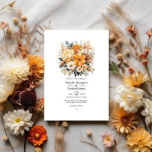 Invitation Mariage Floral Tons Terre