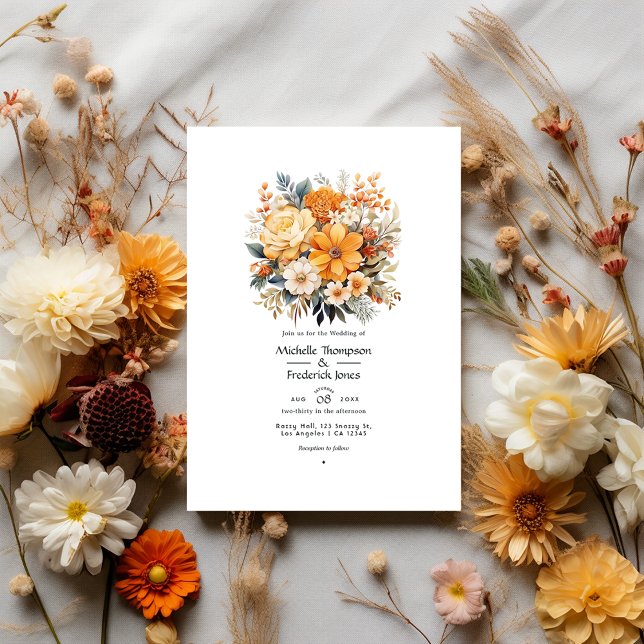 Invitation Mariage Floral Tons Terre (Créateur téléchargé)