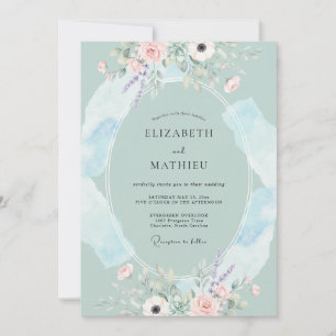 Invitation Mariage Floral Tourbillon Menthe