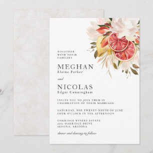 Invitation Mariage floral tropical Citrus Boho