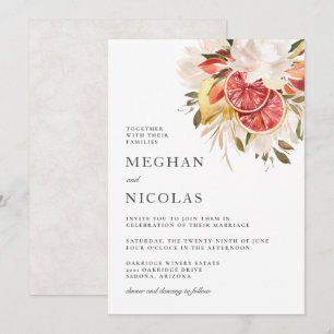 Invitation Mariage floral tropical Citrus lumineux