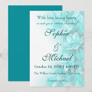 Invitation Mariage floral turquoise élégant