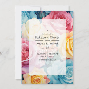 Invitation Mariage floral turquoise, jaune et rose
