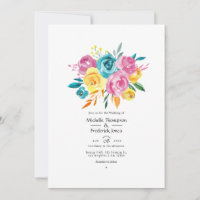 Mariage floral turquoise, rose et jaune