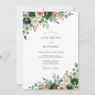 Invitation Mariage floral verdoyant vert