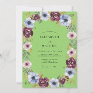 Invitation Mariage Floral Vert Citron Dynamique