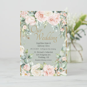Invitation Mariage floral vert Sage