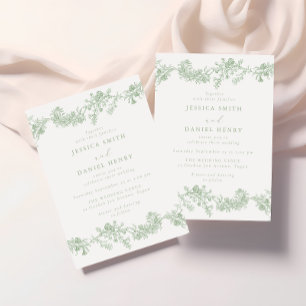 Invitation Mariage Floral Vert Sauge Classique Vintage