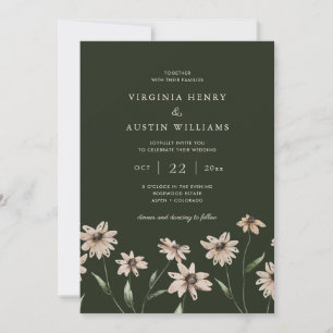 Invitation Mariage Floral Vert Simple Moderne
