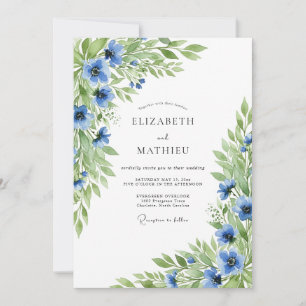 Invitation Mariage Floral Vibrant Azur