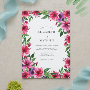 Invitation Mariage Floral Vibrant Magenta