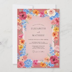 Invitation Mariage Floral Vibrant Rose
