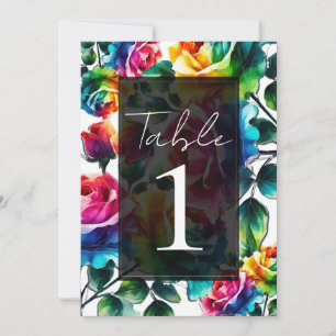 Invitation Mariage Floral Vibrant Roses Arc-en-ciel Noir & Bl