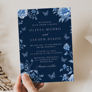 Invitation Mariage floral Vintage enchanté de minuit