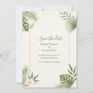Invitation Mariage Floral Vintage Hawaï Arc Vert Sauge 