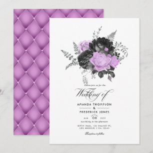 Invitation Mariage floral vintage noir et lilas