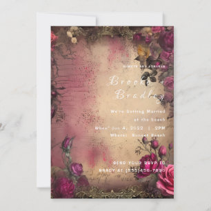 Invitation Mariage Floral Vintage Rose et Beige