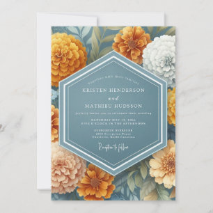 Invitation Mariage Floral Vintage Tagetes