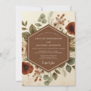 Invitation Mariage Floral Vintage Terracotta